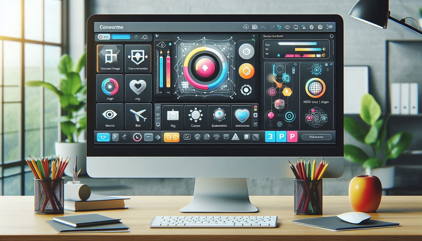Illustration of the PCToolsOnline image toolkit running in a browser