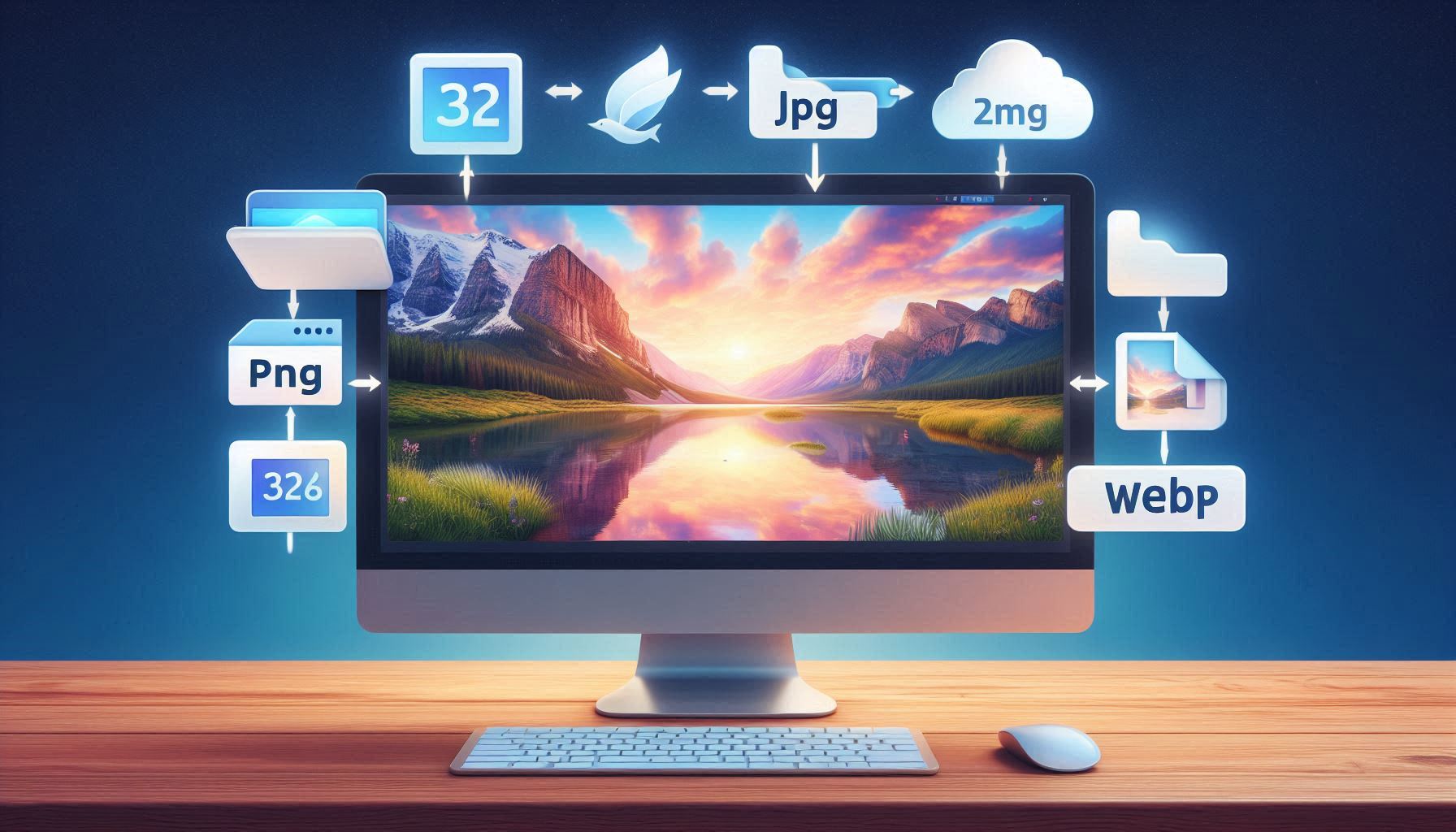 Illustration showing the simple drag-and-drop image conversion workflow